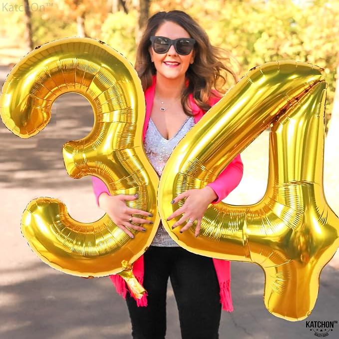 KatchOn Gold 34 Balloon Numbers 40 Inch, 34 Birthday Decorations | Birthday - Image 3