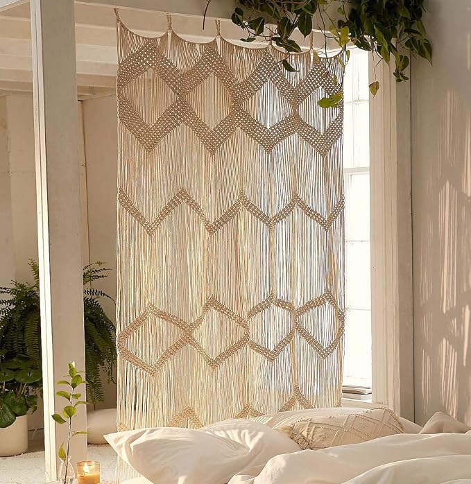 Macrame Curtain Window Macrame Room Divider Doorway Curtain Boho Macrame Wall by FLBER
