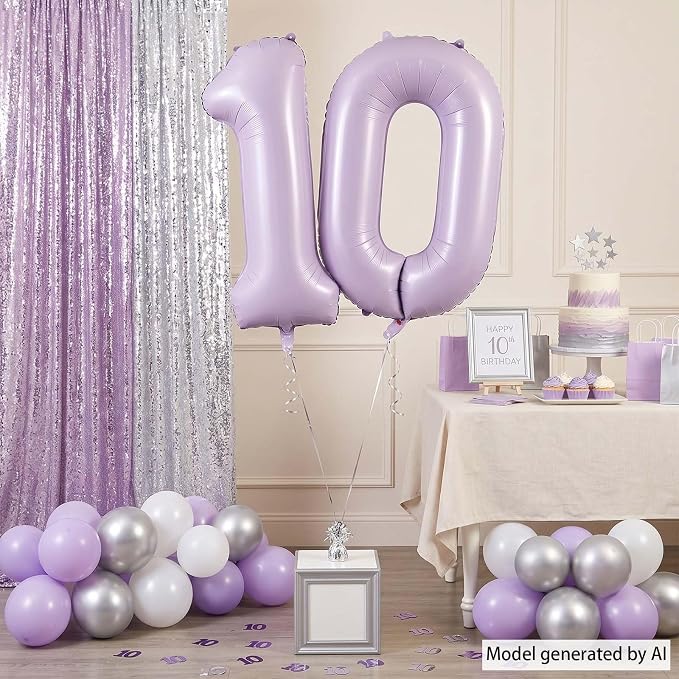 Cream Purple Number 0 Balloon 40 Inch, Foil Numeral - Image 7
