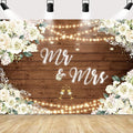 MEHOFOND 8x6ft Mr and Mrs Bridal Shower Backdrop Wedding Decorations Rustic by MEHOFOND