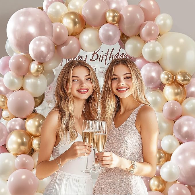 Pastel Pink Pearl White Balloons Arch Kit 119 PCs Double Stuffed | Princess - Image 6