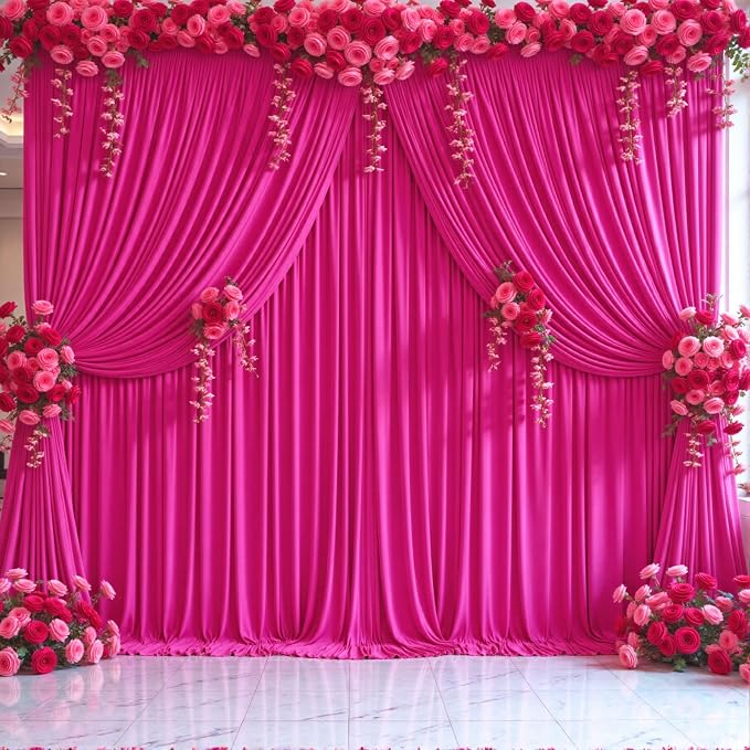 10 Panels Hot Pink Backdrop Curtains - Image 9