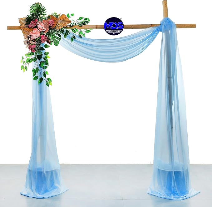 MDS Halloween Chiffon Draping Fabric - 2 Panel, 30" Wide x 20ft Long - Sheer Spooky Arbor & Canopy Drapery for Haunted House Backdrops, Party Ceilings, DIY Costumes & Themed Events - Turquoise
