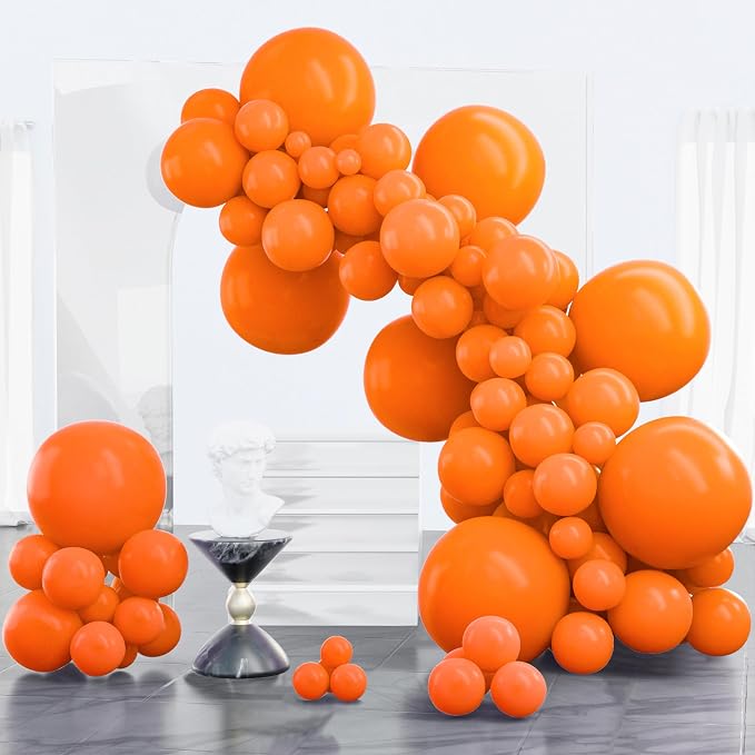 PartyWoo Orange Balloons 100pcs Fall Latex Helium Balloons Different Sizes | 18 by PartyWoo