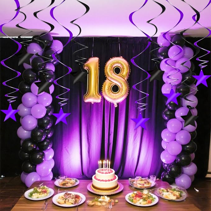 BEISHIDA Black Purple Star Halloween Hanging Swirl Decorations, Halloween Party - Image 4