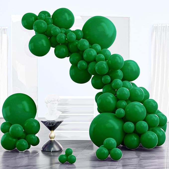 PartyWoo Dark Green Balloons 85pcs Emerald Hunter Forest Green Color | by PartyWoo