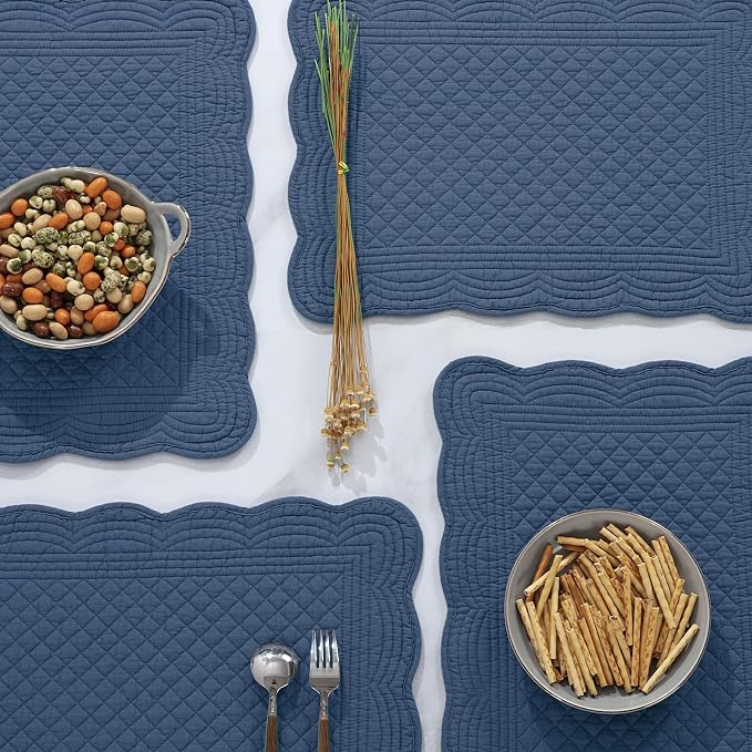 HOMBYS Quilted Placemats Set of 6 Washable-13x18 inches Rectangular Placemats - Image 5