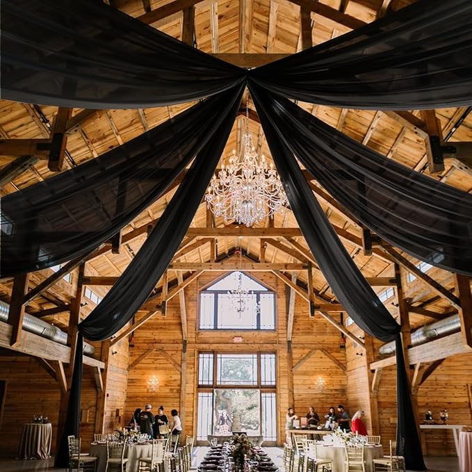 8 Panels Black Ceiling Drapes for Wedding Ceiling Drapes 5ftx20ft Wedding Arch by Showgeous