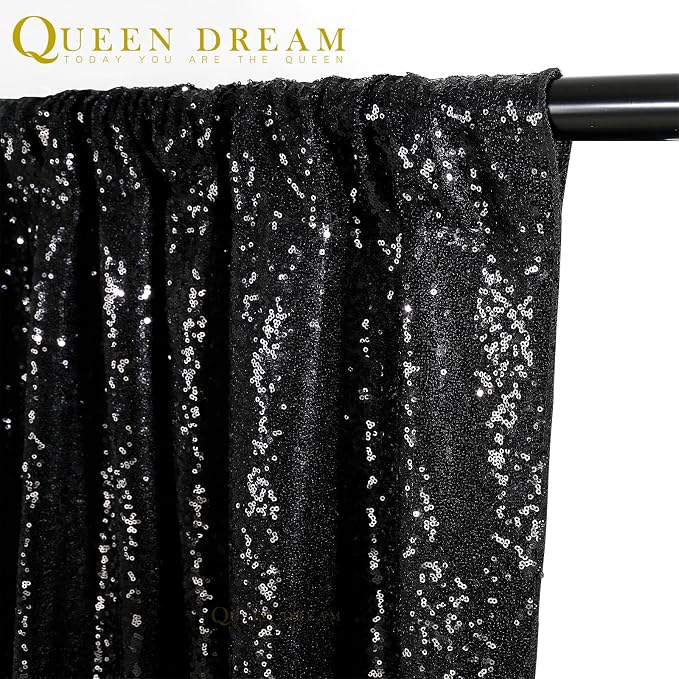 Black Backdrop for Graduation Decorations: 2ftx8ft Black Sequin Halloween | - Image 3