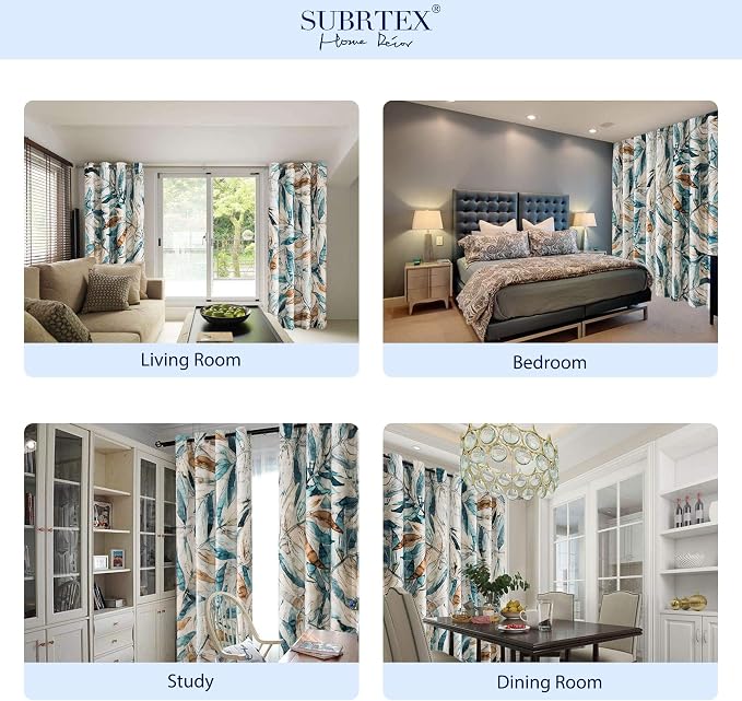 SUBRTEX Light Flitering Curtains 52Wx72L, Room Darkening Vibrant Floral Drapes - Image 6