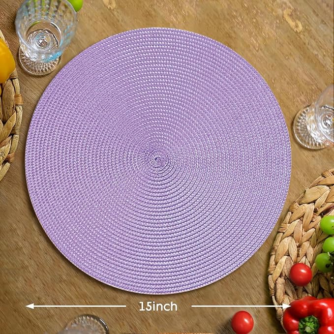FunWheat Round Braided Placemats Set of 8 Table Mats - Image 2