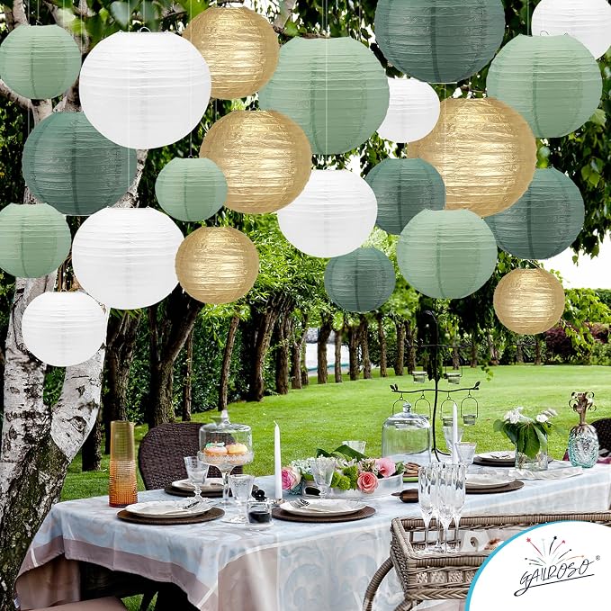 21Pcs Sage Green Paper Lanterns, Rustic Party, Graduation, Sage Green Birthday - Image 6