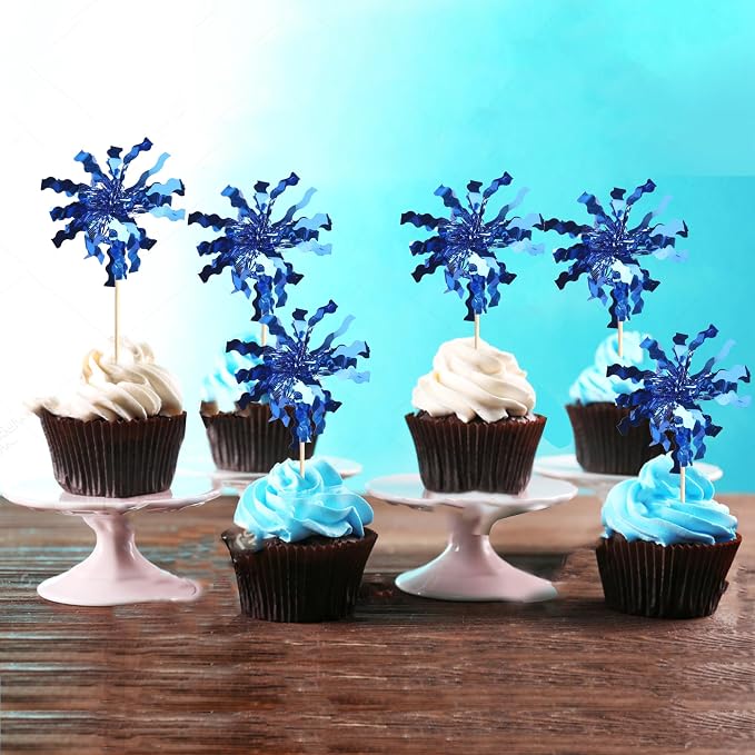 30 PCS Foil Firework Cupcake Toppers Sparkle Tinsel Cupcake Picks Happy - Image 4