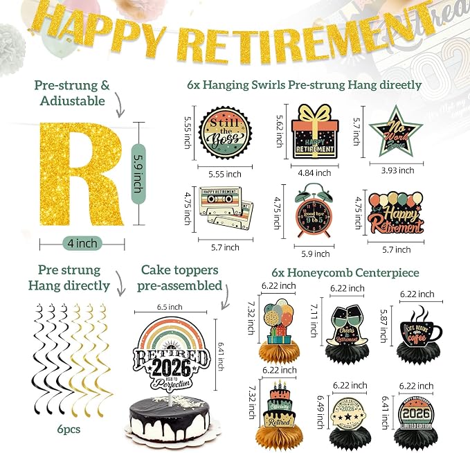 51Pcs Retirement Party Decorations - Image 5