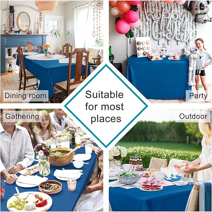 Hiasan 2 Pieces Royal Blue Tablecloth Rectangle - Waterproof and Washable Fabric Table Cloth for Card Tables, 52 x 70 Inch