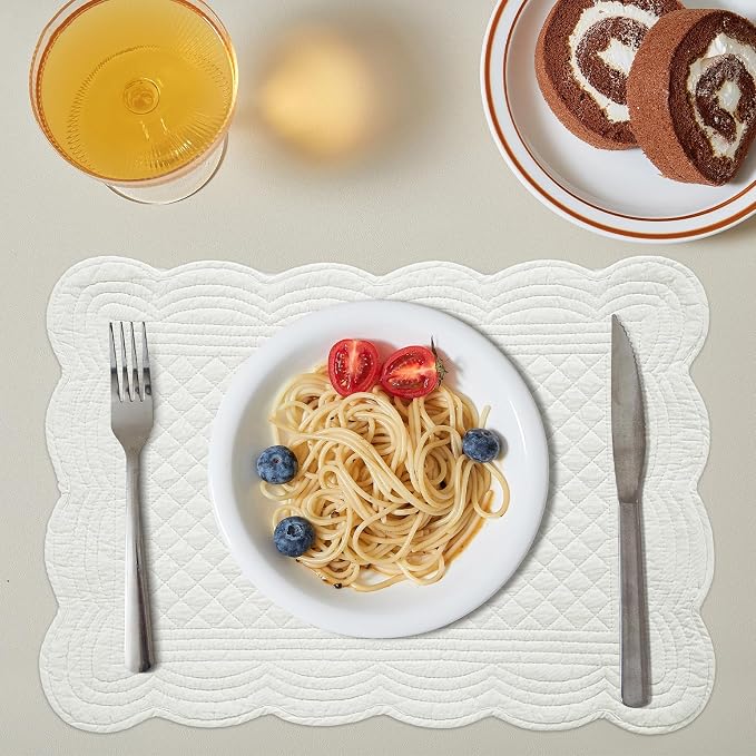 HOMBYS Quilted Placemats Set of 6 Washable-13x18 inches Rectangular Placemats - Image 4