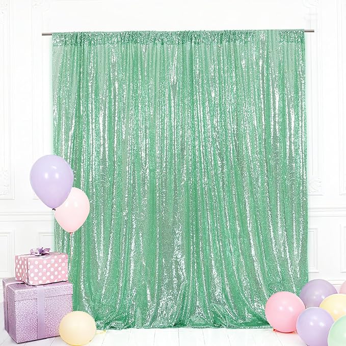 Eternal Beauty Mint Green 3mm Sequin Backdrop 8x10 Ft by EternalBeauty