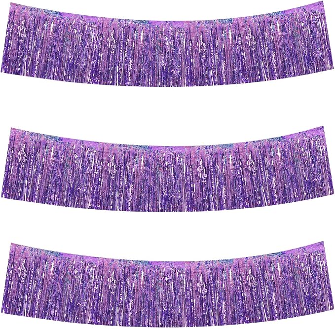 BEISHIDA Laser Light Purple Fringe Garland Banner Wall Tinsel Foil Streamer | by Beishida