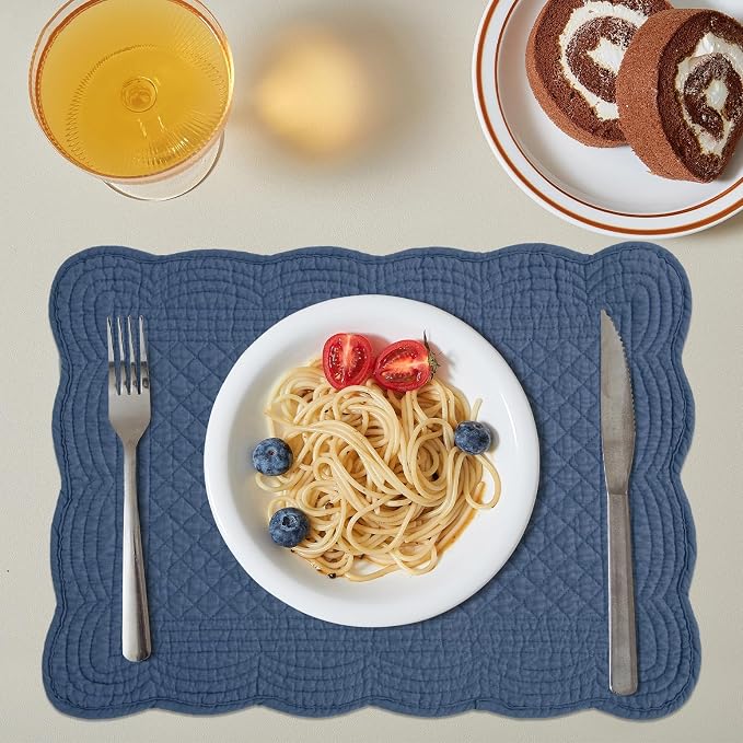 HOMBYS Quilted Placemats Set of 6 Washable-13x18 inches Rectangular Placemats - Image 4