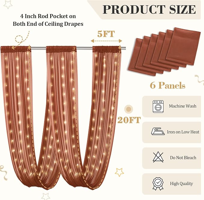 6 Panels Terracotta Ceiling Curtains - Image 2