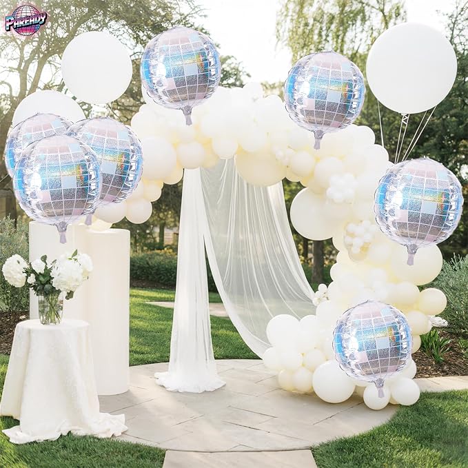 6pcs 22 Inch Iridescent Disco Ball Balloons, Iridescent Big Disco Balloons - Image 6