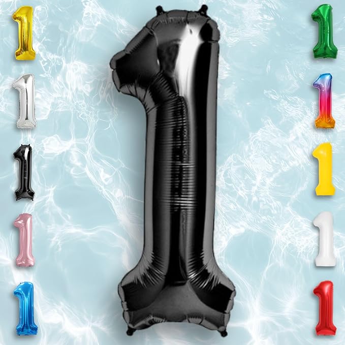 Black Number Balloon 1 Mylar Foil Balloons 40 inch - Image 4