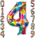 Large Rainbow Number 4 Balloon, 40 Inch Colorful Foil Number Balloons 0-9 by Unknown