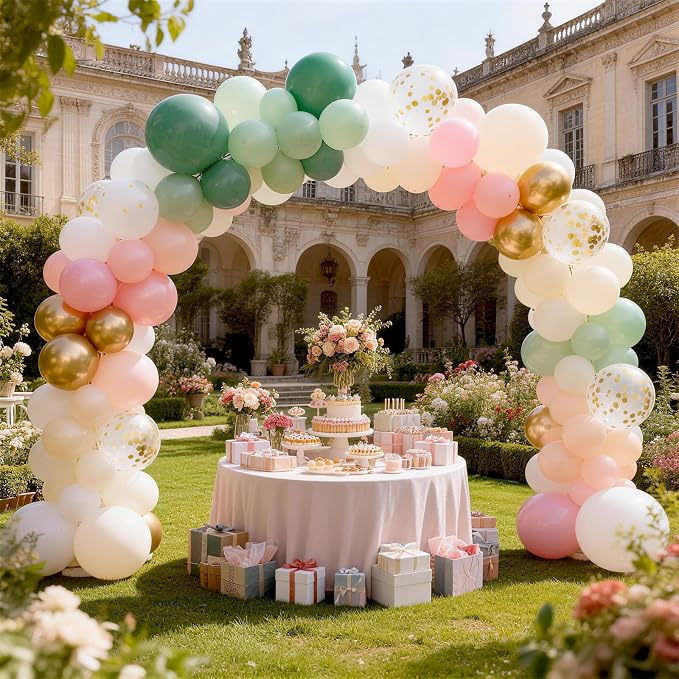 Sage Green and Pink Balloons, Dusty Green Pastel Pale Pink Light Orange Ivory - Image 8