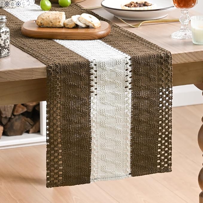 Artoid Mode Coffee Farmhouse Woven Table Runner 12x48 Inch | Seasonal Holiday by ArtoidMode