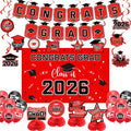 Graduation Decorations 2026 Red Themed Set by Zerunyiw