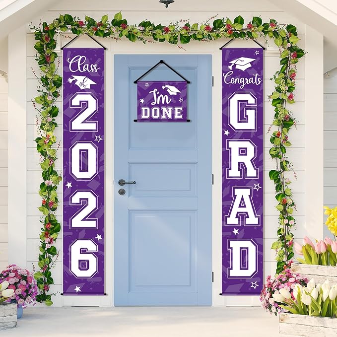 Moukeren 3 Pieces 2026 Graduation Party Decorations Graduation Porch Sign Class - Image 4