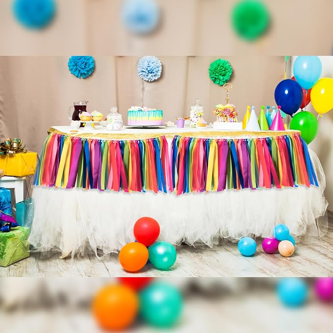 2 Packs Rainbow Ribbon Tassel Garland, Pre Assembled Colorful Garland Banner - Image 4
