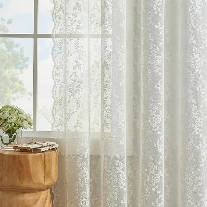 FINECITY Ivory Vintage Lace Curtains - Image 5