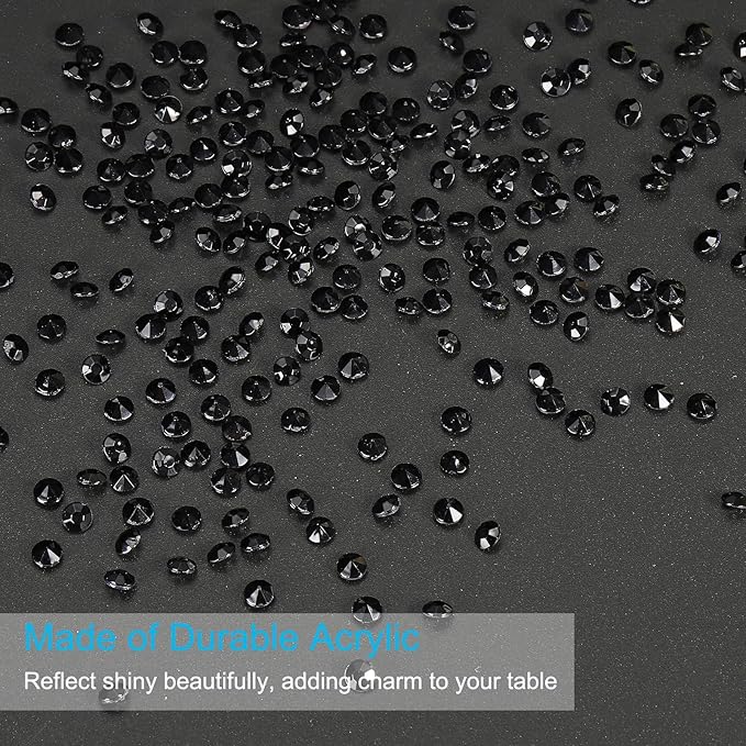PATIKIL 10000 Pcs Wedding Table Scatter Confetti Crystals 4.5mm Acrylic Diamonds Vase Fillers Gems for Table Centerpiece Decorations Party Vase Beads, Black