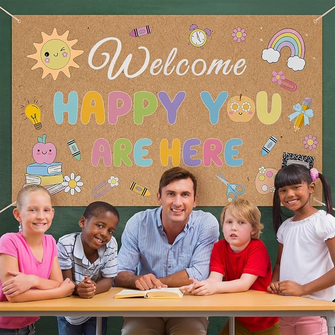 Tudomro Kraft Pastel Banner Back to School Backdrop Decor 73 x 43 Inch Kraft - Image 5
