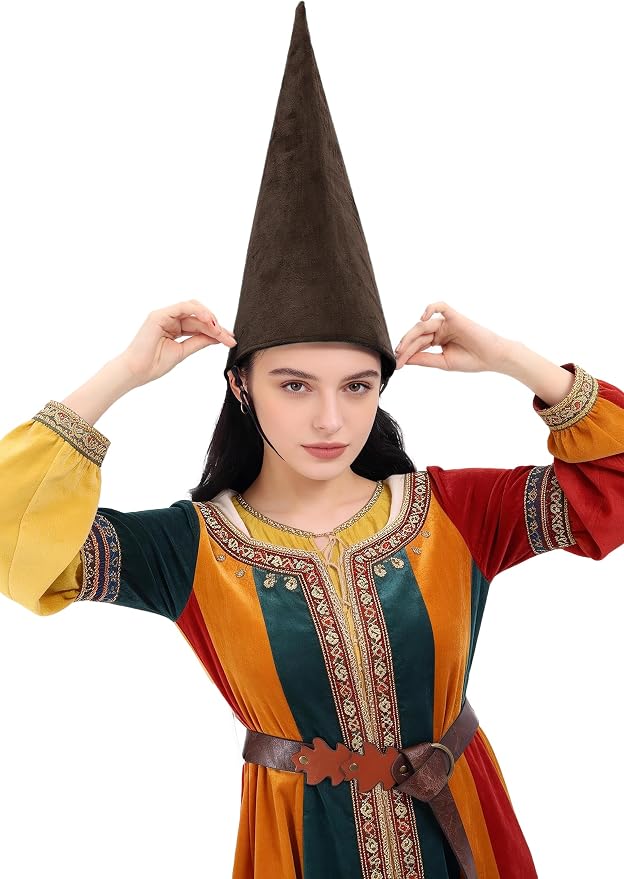 Medieval Pointed Cone Hat Renaissance Dwarf Elf Headwear - Image 3