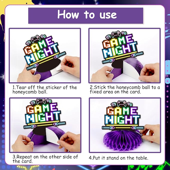 Game Night Party Decorations Adults 8Pcs Neon Game Night Centerpieces Gaming On - Image 5
