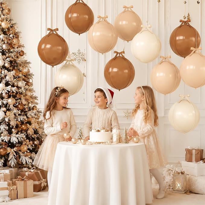Cream Beige Khaki Round Foil Balloons - Image 4