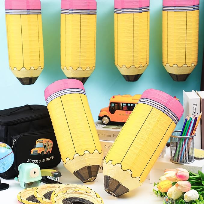 Retisee 12 Pcs Pencil Hanging Paper Lanterns Classroom Decoration | Back to - Image 2