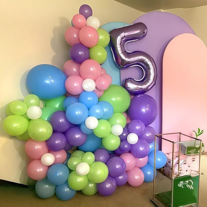 Pink Blue Purple Party Balloons - Image 3