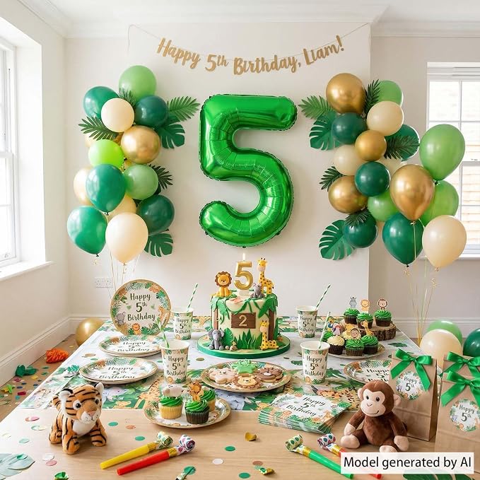 Green Number 5 Balloon 40 Inch, Vibrant Foil Numeral - Image 3