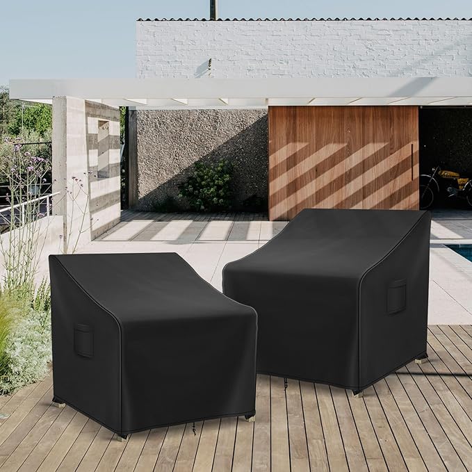 Patio Furniture Covers Waterproof for Chairs, Lawn Outdoor Chair Covers 2 Pack, Patio Chair Covers for Outdoor Furniture Fits up to 29W x 30D x 36H inches, Black
