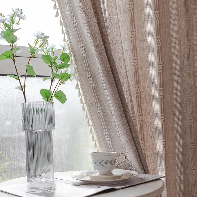 Linen Curtains 63 Inch Length 2 Panels - Image 3