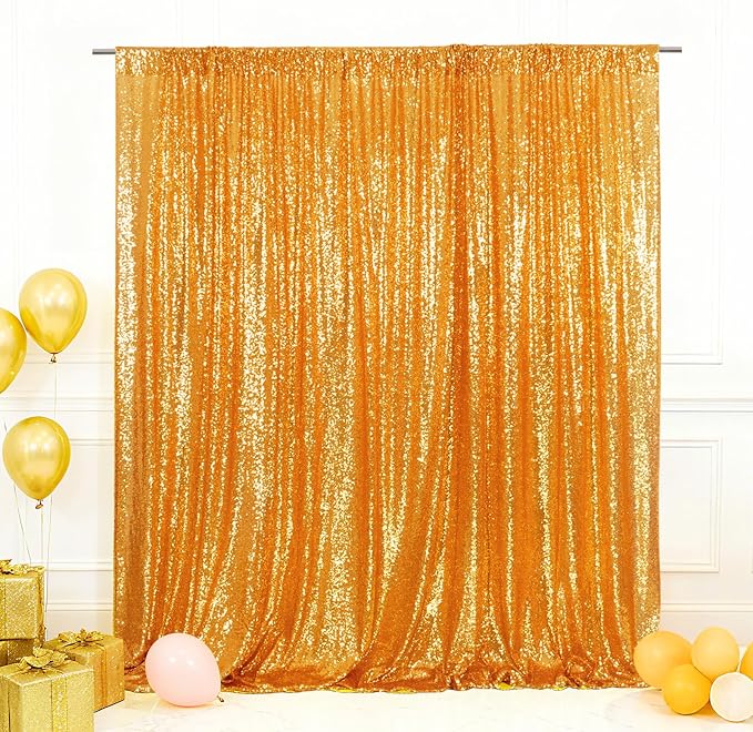 Eternal Beauty Yellow Gold 3mm Sequin Backdrop 10x10 Ft by EternalBeauty