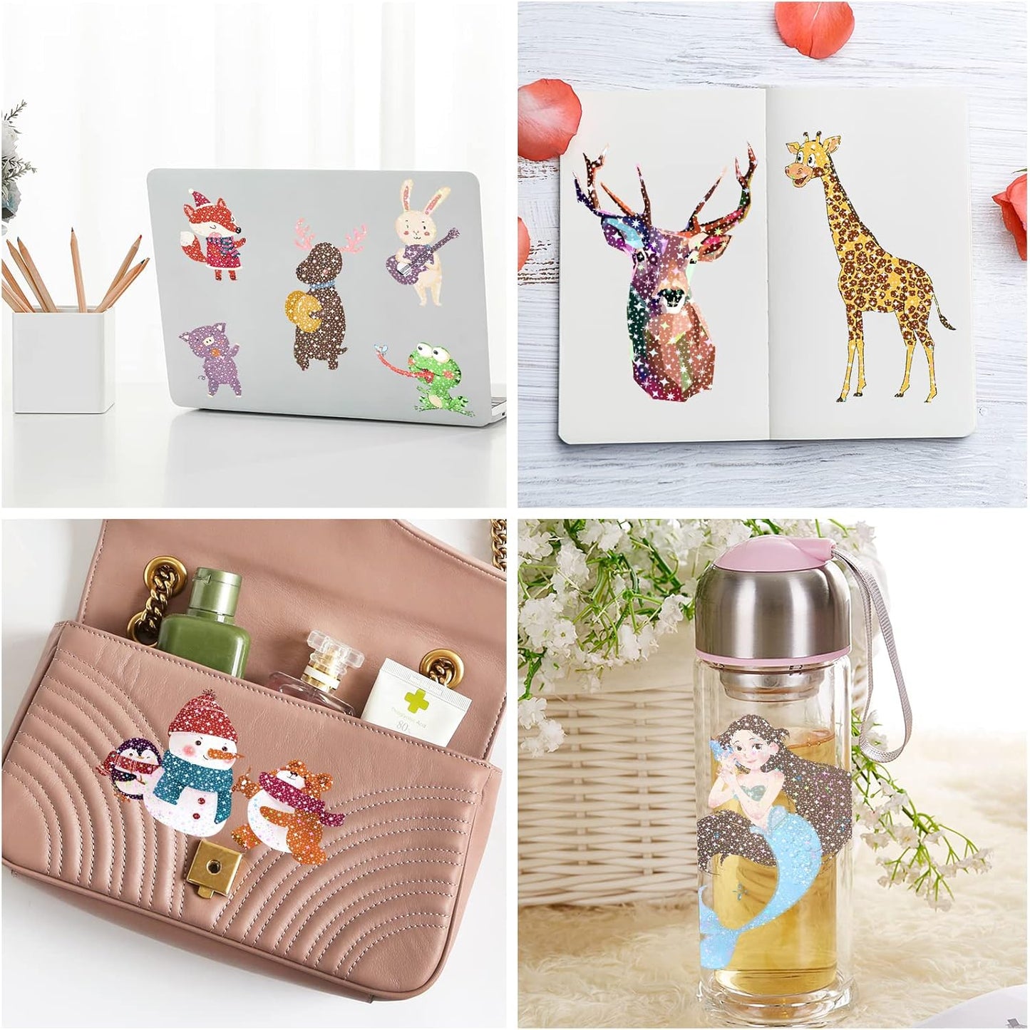 24 Sheets Holographic Sticker Paper Transparent Holographic Laminate Sheets Self Adhesive Glitter Film Laminating Sheets Clear Waterproof Vinyl Overlay for DIY Crafts, 8.5 x 11 inch Star Pattern