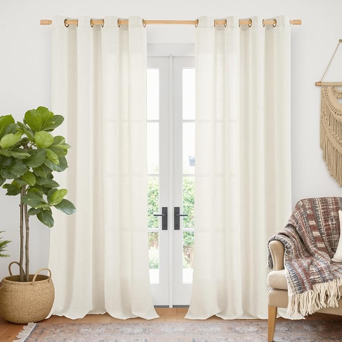 YoungsTex Ivory Linen Curtains 108 Inch Length by YoungsTex