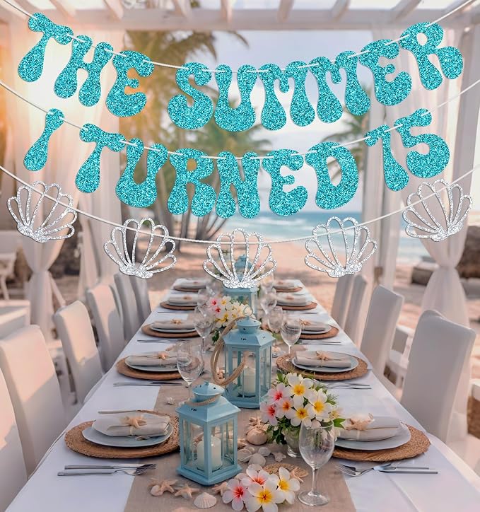 The Summer I Turned 15 Banner, Summer Beach Themed 15th Birthday Party - Image 4