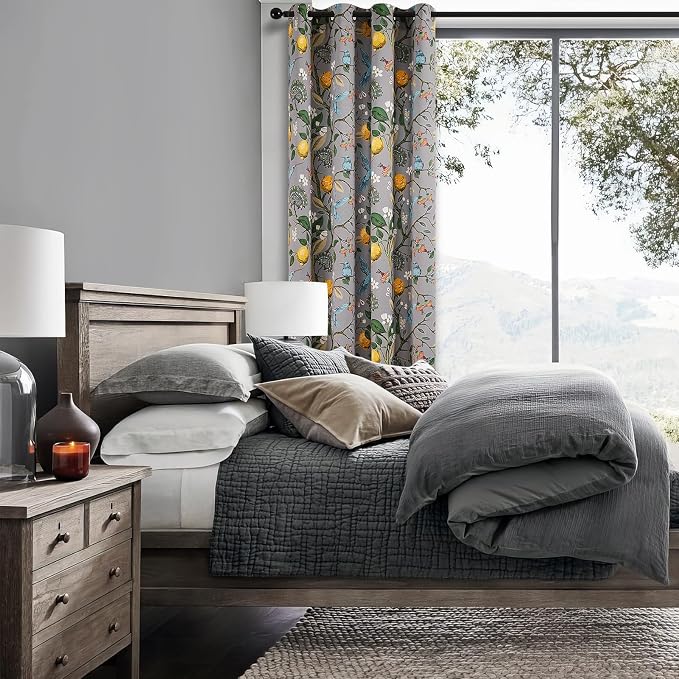 Topfinel Grey Curtains, Aesthetic Unique Rustic Thermal Insulated Noise - Image 6