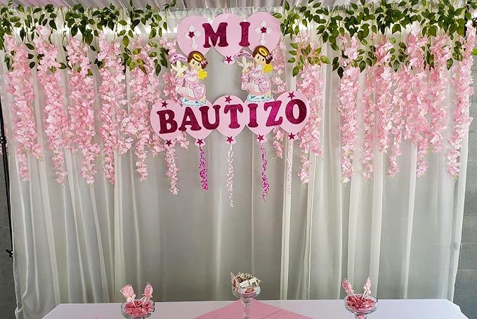 Artificial Wisteria Hanging Flowers Fake Wisteria Flower Garland Silk Vines - Image 5