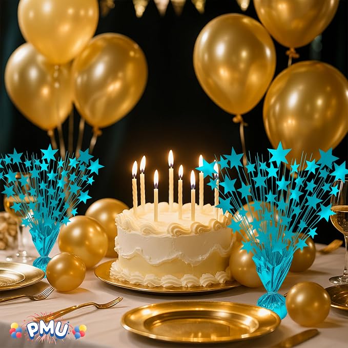 PMU 3 Pack Bursting Star Metallic Foil Spray Centerpiece-Baby Blue Prismatic - Image 5